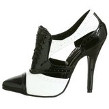 Černý Bílá 13 cm SEDUCE-458 Oxford dámské boty na vysokém podpatku