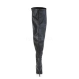 Černý Koženka 13 cm SEDUCE-3000WC elastické kozačky nad kolena pro silná lýtka