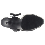 Černý Koženka 15 cm DELIGHT-600-14 pleaser sandály na platformě