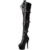 Černý Koženka 18 cm ADORE-3028 Kozačky Nad Kolena Platformě
