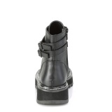 Černý Koženka 3 cm LILITH-152 DemoniaCult Kotníkové Kozačky Platformy