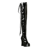 Černý Lak 13 cm ELECTRA-3050 Vysoké Kozačky Nad Kolena