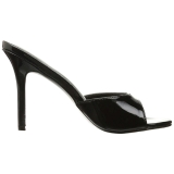 Černý Lakovaná 10 cm CLASSIQUE-01 velké velikosti pantofle dámské