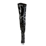 Černý Lakovaná 13 cm SEDUCE-3000WC elastické kozačky nad kolena pro silná lýtka