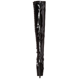 Černý Lakovaná 18 cm ADORE-3050 Kozačky Nad Kolena Platformě