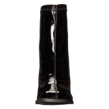 Černý Lakovaná 7,5 cm GOGO-150 kotnikové kozačky na tlustém podpatku