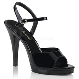 Černý Lakované 12 cm FLAIR-409 Dámské Sandály Podpatky