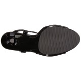 Černý Lakované 12 cm FLAIR-409 sandály vysoký podpatek