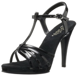 Černý Lakované 12 cm FLAIR-420 sandály vysoký podpatek