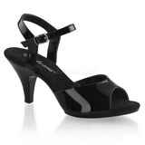 Černý Lakované 8 cm BELLE-309 Dámské Sandály Podpatky
