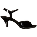 Černý Lakované 8 cm BELLE-309 Dámské Sandály Podpatky