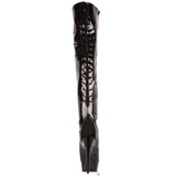 Černý Lesklý 15,5 cm DELIGHT-3017 Kozačky Nad Kolena Platformě