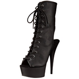 Černý Matná 15,5 cm DELIGHT-1016 Open Toe Kotníkové Kozačky