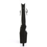Černý Průhledný 20 cm FLAMINGO-800-34FS kotnikové kozačky pro tanec na tyči