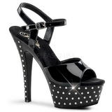 Černý Strass 15 cm STARDUST-609 dámské boty na vysokém podpatku