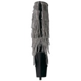 Černý Strass 18 cm ADORE-2024RSF kozačky s třásněmi na podpatku
