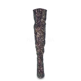 Černý Třpyt 13 cm COURTLY-3015 Pleaser Kozačky Nad Kolena