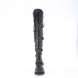 Černý Vegan 11,5 cm SHAKER-420 kozačky nad kolena šněrovací