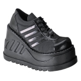 Černý Vegan 12 cm STOMP-08 Gothic Kotníkové Kozačky Klínové