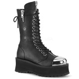 Černý Vegan 7 cm GRAVEDIGGER-14 demoniacult kozačky - unisex kozačky na platformě