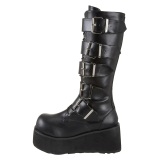 Černý Vegan 8,5 cm TRASHVILLE-518 demonia kozačky - unisex kozačky na platformě