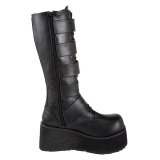 Černý Vegan 8,5 cm TRASHVILLE-518 demonia kozačky - unisex kozačky na platformě