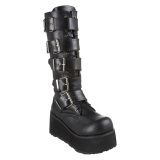 Černý Vegan 8,5 cm TRASHVILLE-518 demonia kozačky - unisex kozačky na platformě