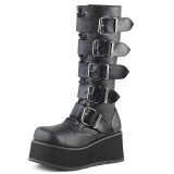 Černý Vegan 8,5 cm TRASHVILLE-518 demoniacult kozačky - unisex kozačky na platformě