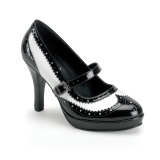 Černý bílý 10,5 cm CONTESSA-06 mary jane lodičky rockabilly gangster
