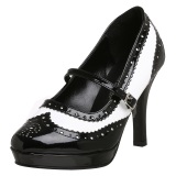 Černý bílý 10,5 cm CONTESSA-06 mary jane lodičky rockabilly gangster