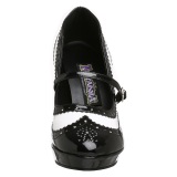 Černý bílý 10,5 cm CONTESSA-06 mary jane lodičky rockabilly gangster