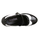 Černý bílý 10,5 cm CONTESSA-06 mary jane lodičky rockabilly gangster