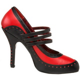 Černý Červený 11,5 cm rockabilly TEMPT-10 dámské boty na vysokém podpatku