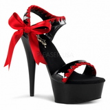 Černý Červený 15 cm DELIGHT-615 Stilettos Jehlové Podpatky