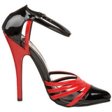 Černý Červený 15 cm DOMINA-412 dámské boty na vysokém podpatku