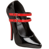 Černý Červený 15 cm DOMINA-442 dámské boty na vysokém podpatku