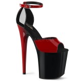 Černý Červený 20 cm FLAMINGO-889 pleaser vysoké podpatky na platformě