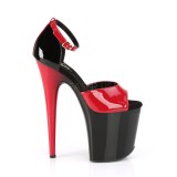 Černý Červený 20 cm FLAMINGO-889 pleaser vysoké podpatky na platformě