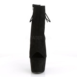 Černý faux suede 18 cm ADORE-1018FS kotníkové kozačky pro tanec na tyči