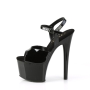 Černý platformě 18 cm PASSION-709 pleaser sandály na podpatku