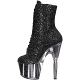 Černý třpyt 18 cm ADORE-1020G kotníkové kozačky s platformě
