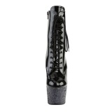 Černý třpytky 18 cm Pleaser ADORE-1020LG kotnikové kozačky pro tanec na tyči