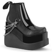 Černý veganské boots 13 cm VOID-50 demonia kozačky na klínku