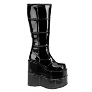 Černý vinyl 18 cm STACK-301 demonia kozačky - unisex cyberpunk boty