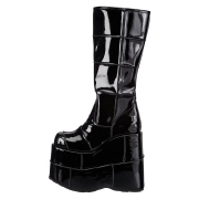 Černý vinyl 18 cm STACK-301 demonia kozačky - unisex cyberpunk boty