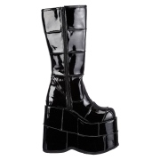 Černý vinyl 18 cm STACK-301 demonia kozačky - unisex cyberpunk boty