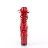 Červené glitter 20 cm FLAMINGO-1020HG kotnikové kozačky na podpatku pro tanec na tyči