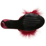 Červený 10 cm CLASSIQUE-01F pantoflicky dámské s peří marabu