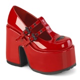 Červený 13 cm DemoniaCult CAMEL-55 Platformě boty na tlustém podpatku