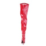 Červený 13 cm elastické kozačky nad kolena pro silná lýtka pánské